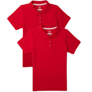 Wonder Nation girls's S school uniform short sleeve red polo 3 pack NEW XL 14-16
